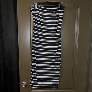 Bebe Black and White Striped Dress with matching long cardigan cover